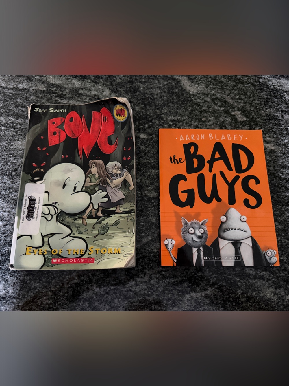 *4/$20 Scholastic Orange "The Bad Guys" & Multicolor "Bone" Graphic Novels